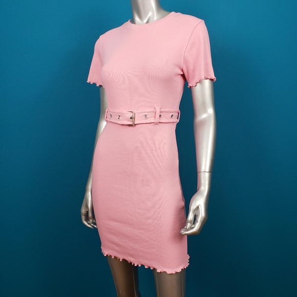 🆕️ 🌸 MISSGUIDED Belted Pastel Pink Mini Dress // (NWT) - Picture 5 of 7